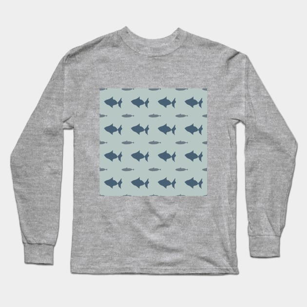 Fish, sea world, fishing, food, animals, nature, nature, ornament, seamless,  repeat, forest, winter Long Sleeve T-Shirt by grafinya